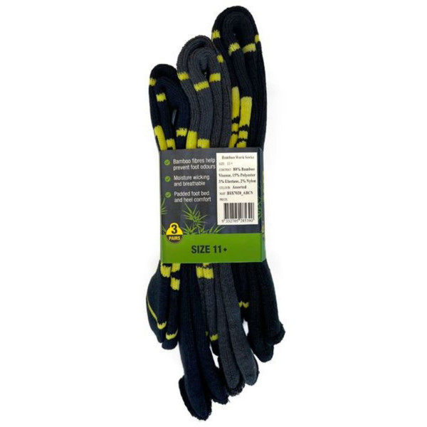 Shop Bisley Bamboo Work Socks - 3 Packs Assorted (Navy, Black and Charcoal)