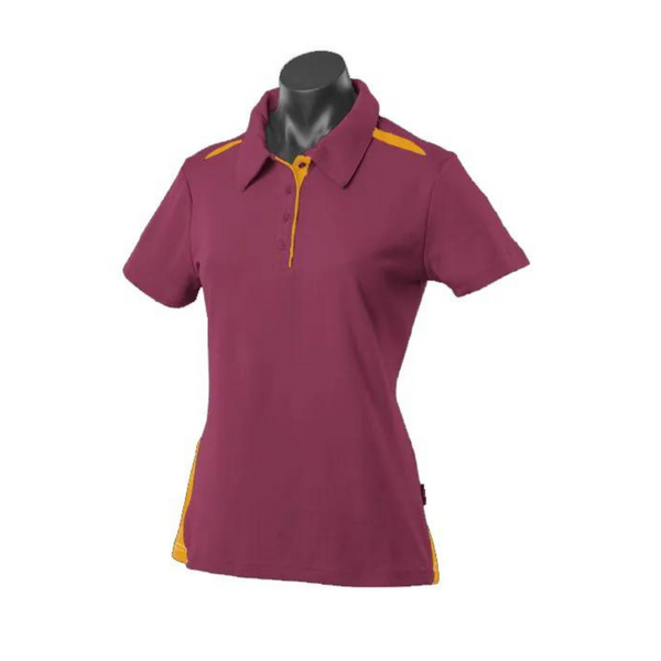 Maroon+Gold | Ladies Contrast Easy Care Polo Shirt