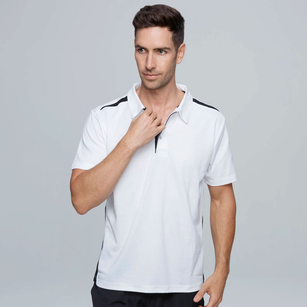 PATERSON Men's Contrast Polo Shirt in easy-care fabric featuring a stylish tipped collar and cuffs, designed for durable corporate uniforms and professional team wear.
