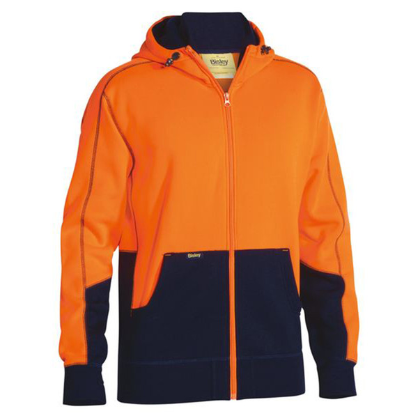 Bisley | Mens Hi Vis Zip Front Fleece Hoodie