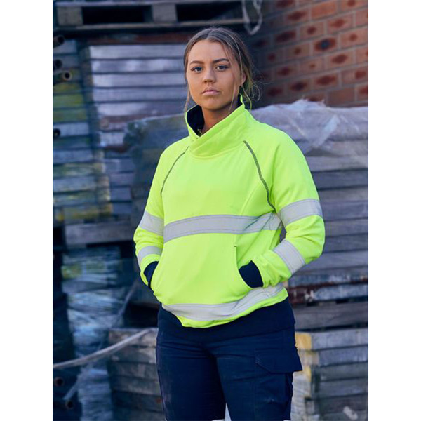 Bisley Womens Taped Hi Vis Fleece Jumper in Yellow
