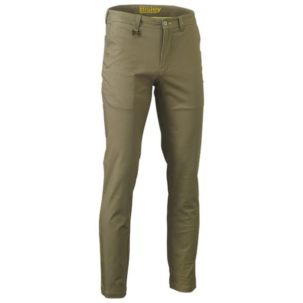 Bisley Mens Stretch Cotton Drill Work Pants - Khaki