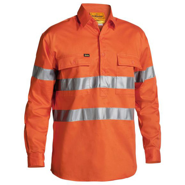 Bisley Taped Hi Vis Closed Front Drill Shirt