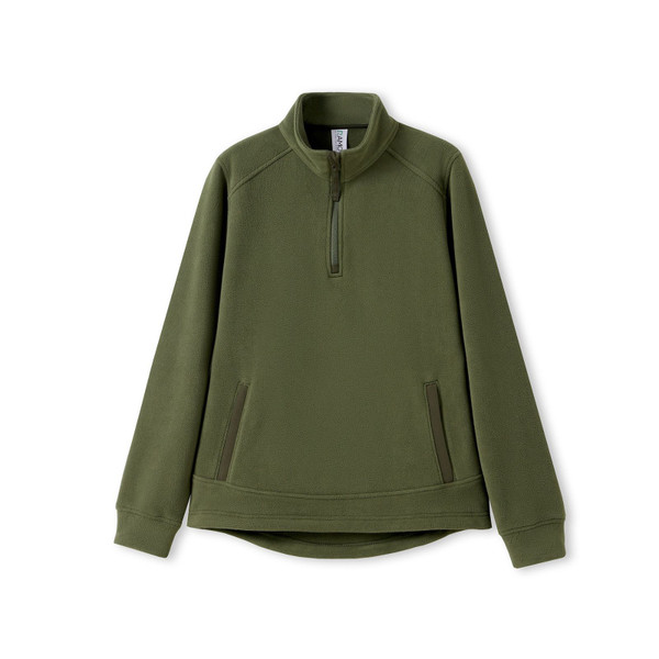 Womens Polar Fleece Half Zip Pullover - Olive