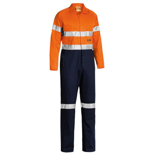 Bisley Taped Hi Vis Lightweight Coverall Orange Navy