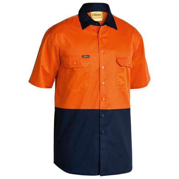 Bisley Mens Hi Vis Cool Lightweight Drill Short Sleeve Shirt