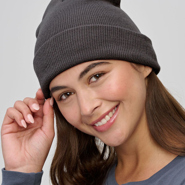 Plain Eco Recycled PET Roll Up Knit Beanie | Shop Wholesale