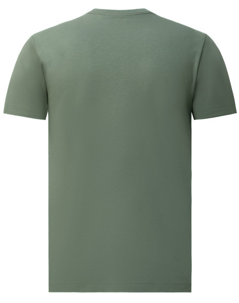 Sage green crew neck t-shirt with short sleeves shown from back view