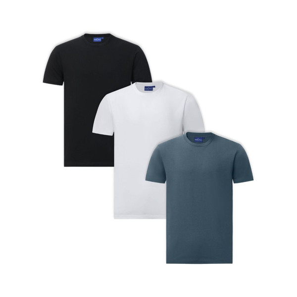 3 Pack of Mens Premium New Tech Cotton Face Tshirt - Black, White, Slate