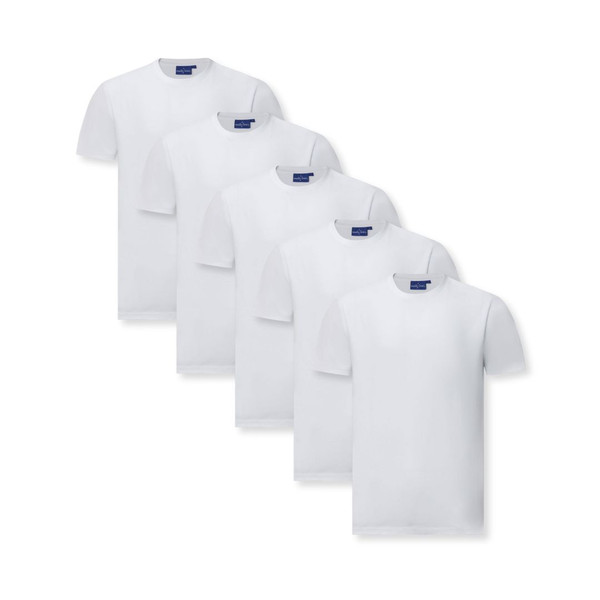 5 Pack of Mens Premium New Tech Cotton Face Tshirt - White