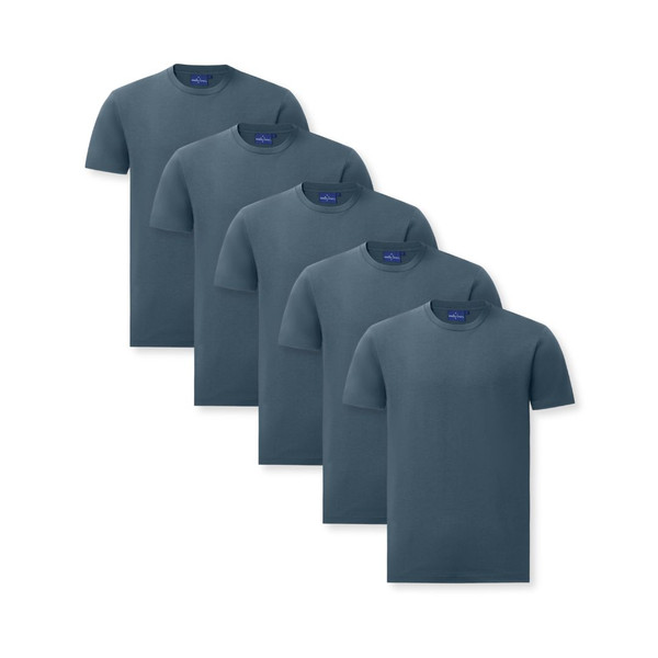 5 Pack of Mens Premium New Tech Cotton Face Tshirt - Slate Blue