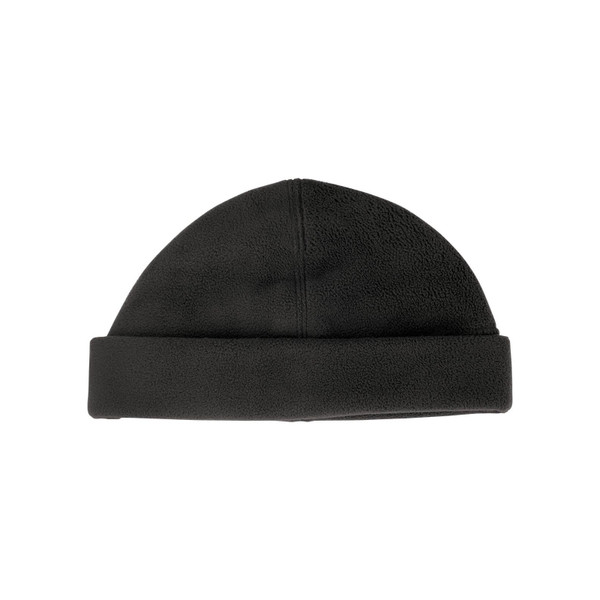 Black | Polar fleece beanie, anti-pill, shallow fit, perfect for Australian outdoor workers and tradies for warmth and comfort.