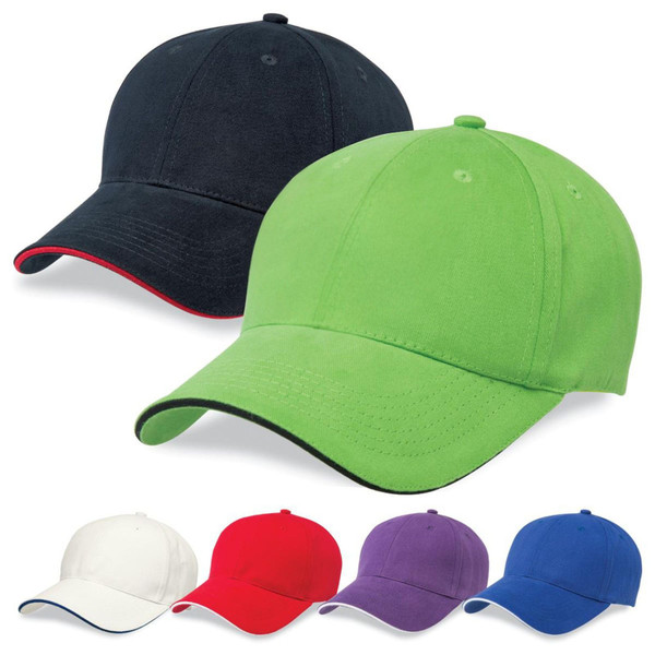 Premium Soft Cotton Sandwich Peak Cap with Contrast Colour Premium Soft Cotton Sandwich Peak Cap with Contrast Colour