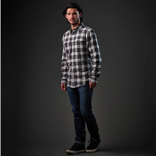 Men's Cotton-Blend Snap-Front Plaid Shirt