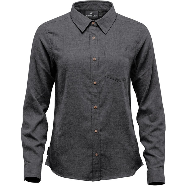 Women's Easy-Care Cotton-Poly Flannel Shirt | Charcoal