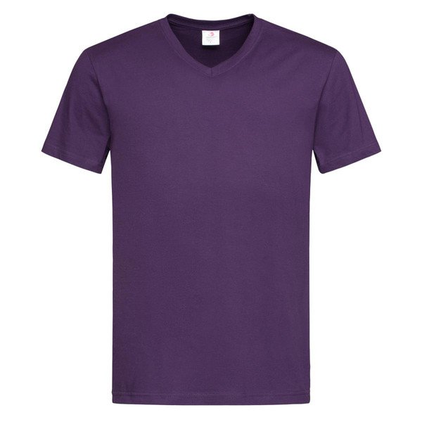 Men's Plain V-Neck Cotton T-Shirt - Deep Berry
