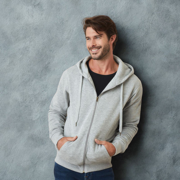Men's Active Cotton-Blend Zip-Up Hoody Jacket