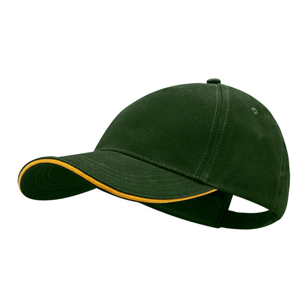 Sports Cap with Contrast Stripe Peak - Bottle/Gold