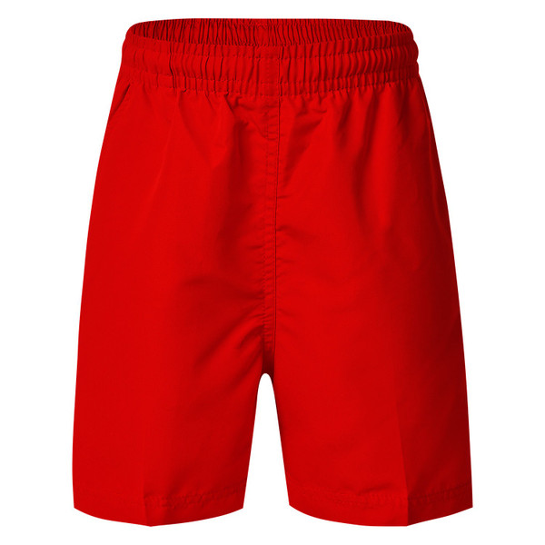 Red microfibre school shorts with elasticated waistband, flat front panel and clean finish
