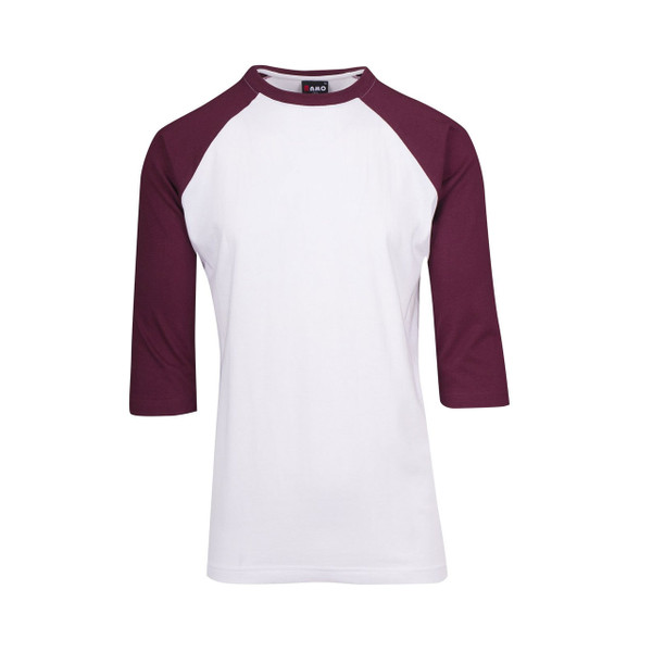 Buy 3/4 Sleeve Baseball Raglan Tee | White + Maroon