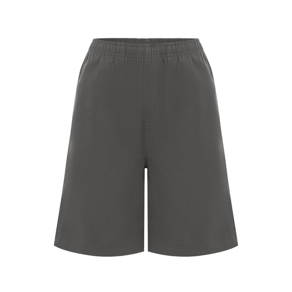Poly Viscose Mock Fly School Shorts - Grey