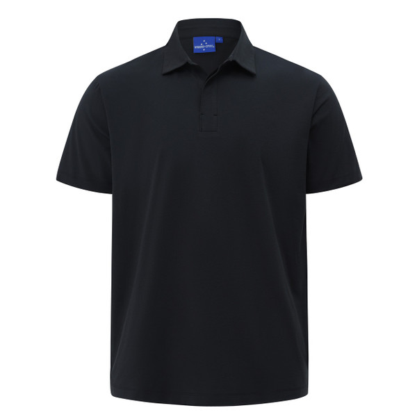 Black PALAMOS men's graphene polo shirt with UPF 50+ sun protection and moisture-wicking performance