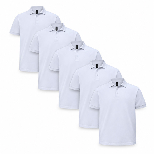 BAHAMA 5-pack men's white cotton pique polo shirts - bundle