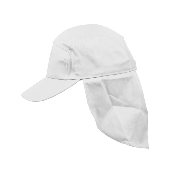 SAHARA Kids Plain Legionnaire Cap with back flap for school uniform and maximum sun protection-White