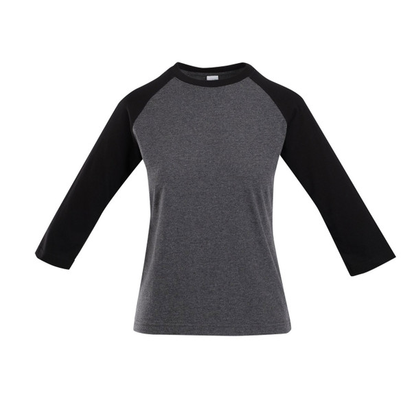 Ladies Two Tone Raglan Tshirts Online |  Dark Marl + Black