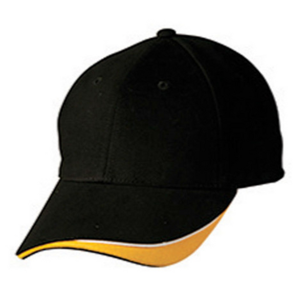 HORIZON Tri-Colour Baseball Cap Black White Gold WS-CH68 Blank Clothing