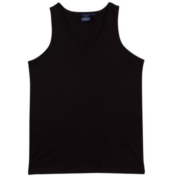 CHUCK Mens 100% Cotton Tank Top Singlet Black WS-TS18 Blank Clothing