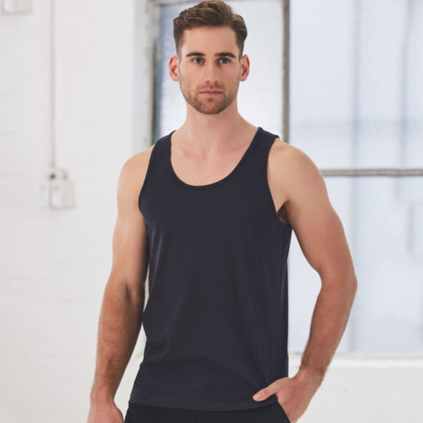 CHUCK Mens 100% Cotton Tank Top Singlet Navy WS-TS18 Blank Clothing