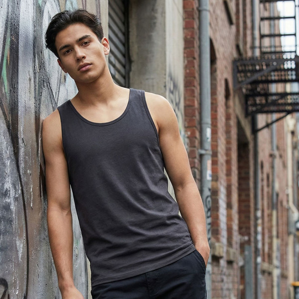 Chuck men's 100% cotton Black tank top singlet.