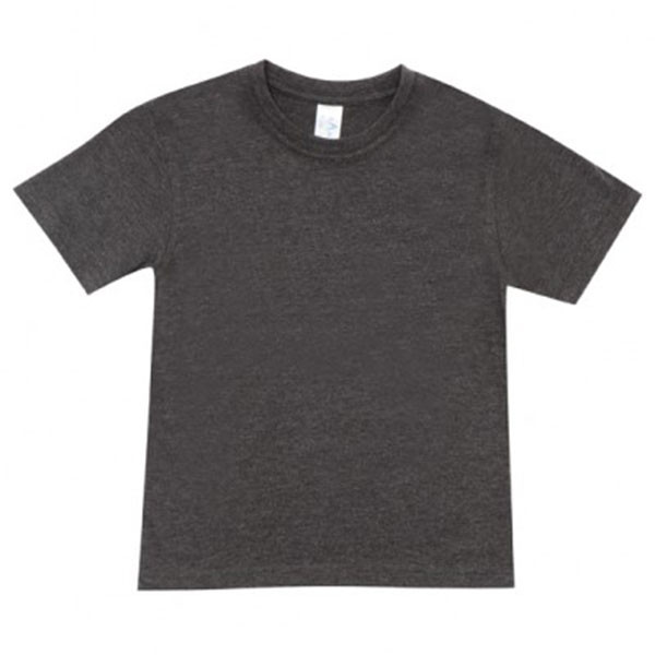 Charcoal marl vintage-look kids tee with crew neck and short sleeves on white background