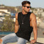 Black | Shop Mens Combed Cotton Tank | Low Cut Sides