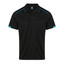 Mens Mini Waffle Knit Poly Polo with Piping Black Cyan