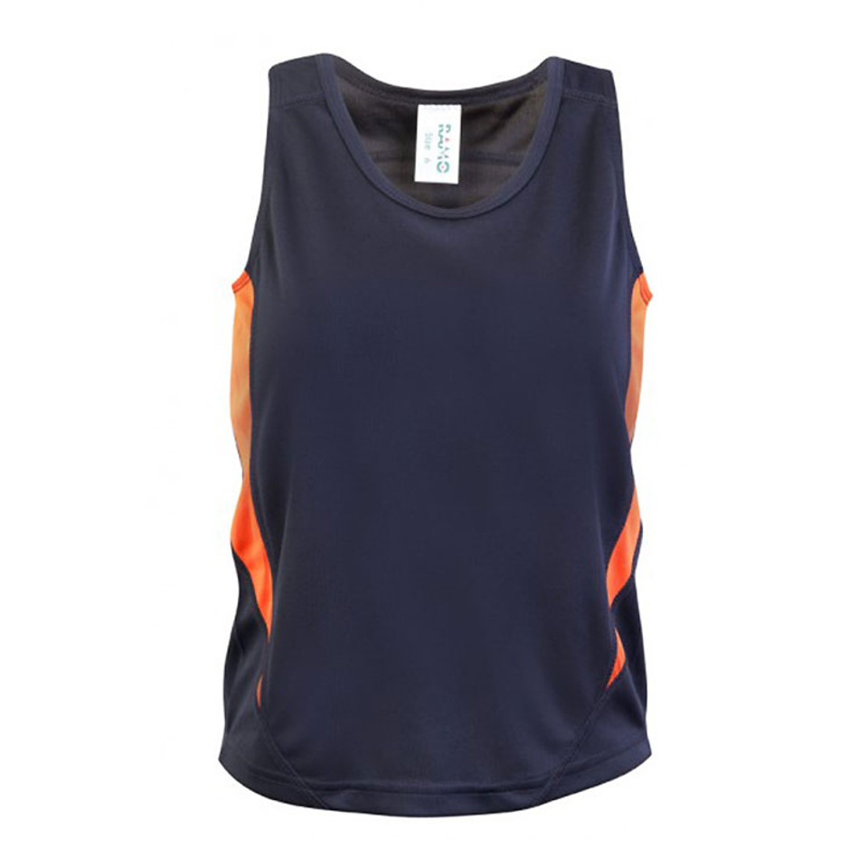 bulk kids contrast team singlets | charcoal+orange