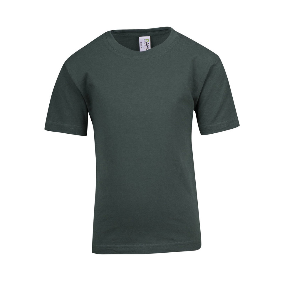 Forest green crew neck t-shirt with short sleeves and smooth cotton surface ideal for decoration