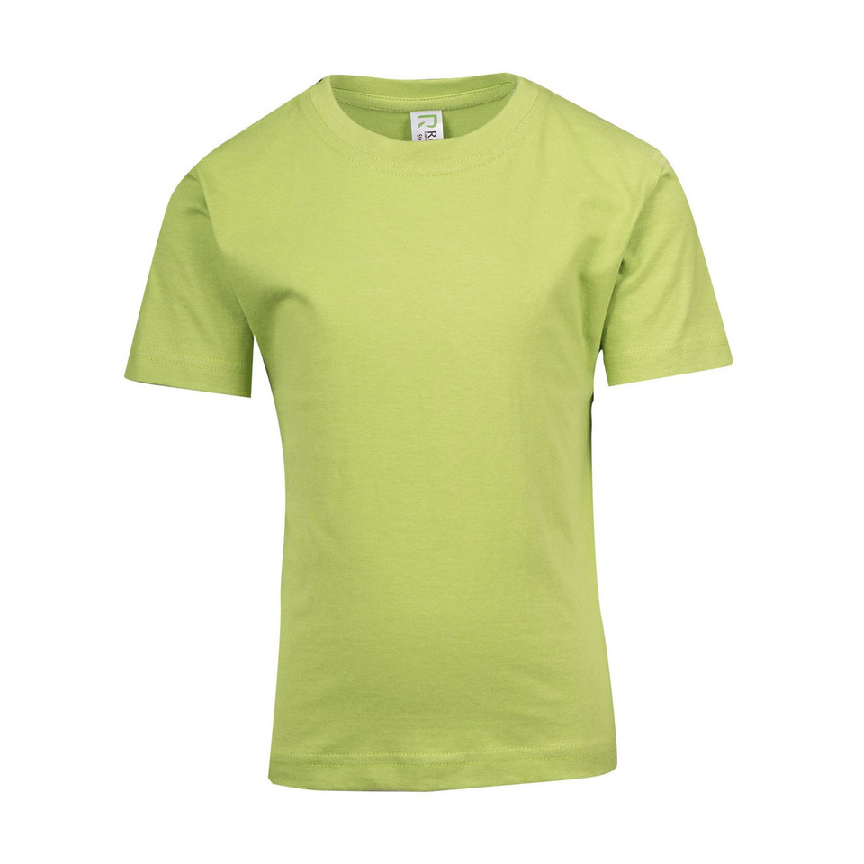 Lime green crew neck t-shirt with short sleeves and smooth cotton jersey fabric