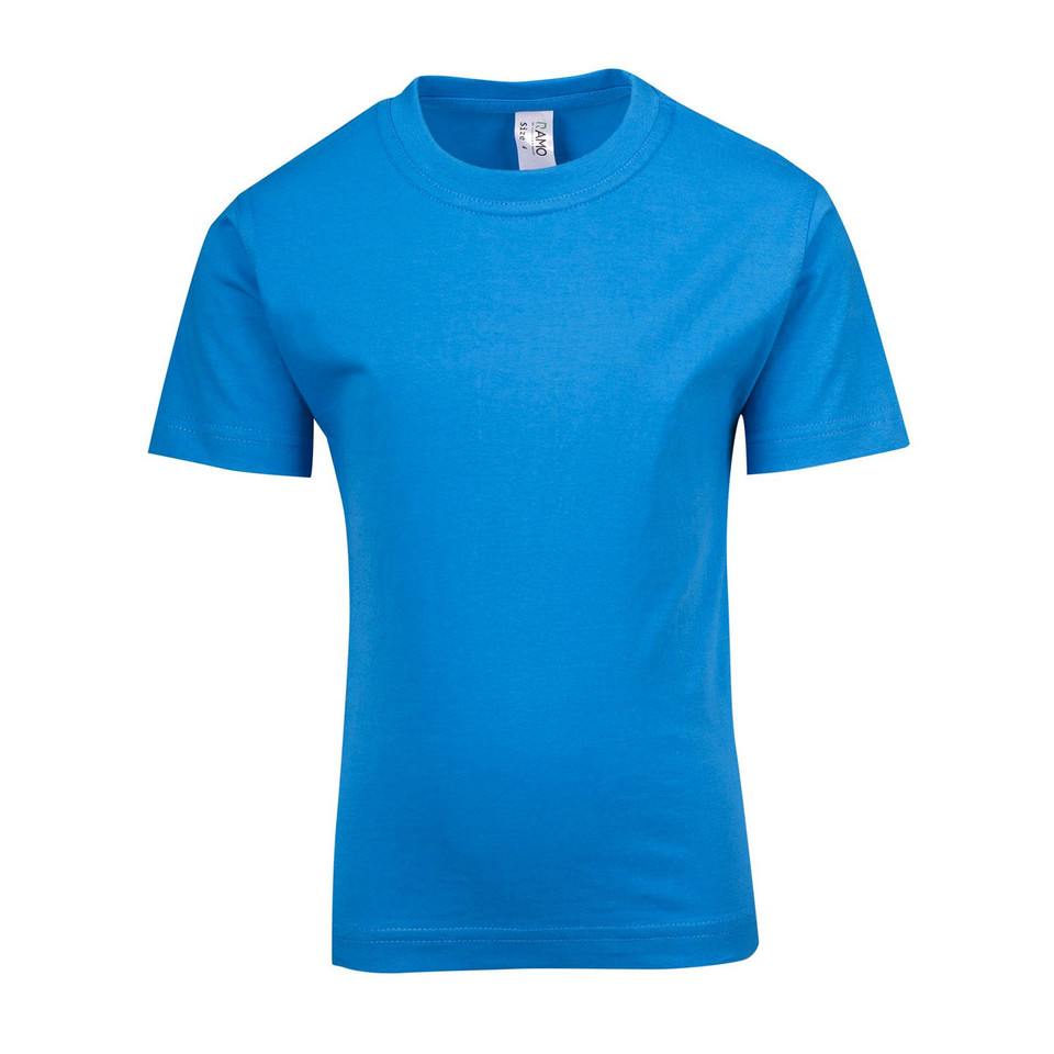 Plain ALEX kids and baby t-shirt made from 100% cotton jersey, available in sizes 00-16 for wholesale screen printing and custom branding-Azure