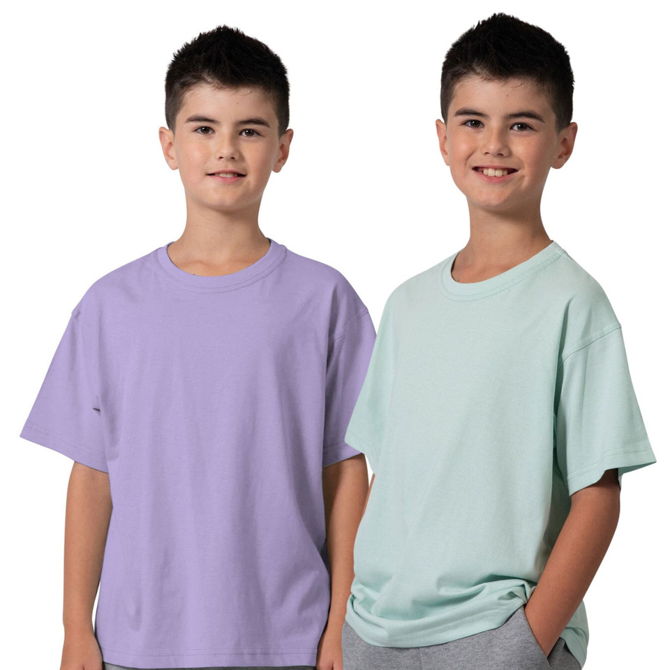 Plain ALEX kids and baby t-shirt made from 100% cotton jersey, available in sizes 00-16 for wholesale screen printing and custom branding.