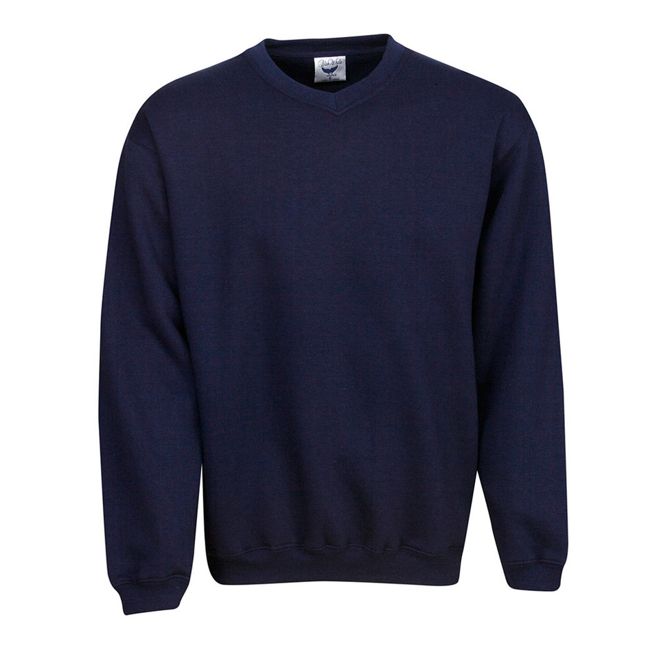 Navy Collins Plus Size Sloppy Joe, a comfortable, heavy-weight unisex fleece crew neck sweatshirt ideal for casual wear, work uniforms, or winter layering.