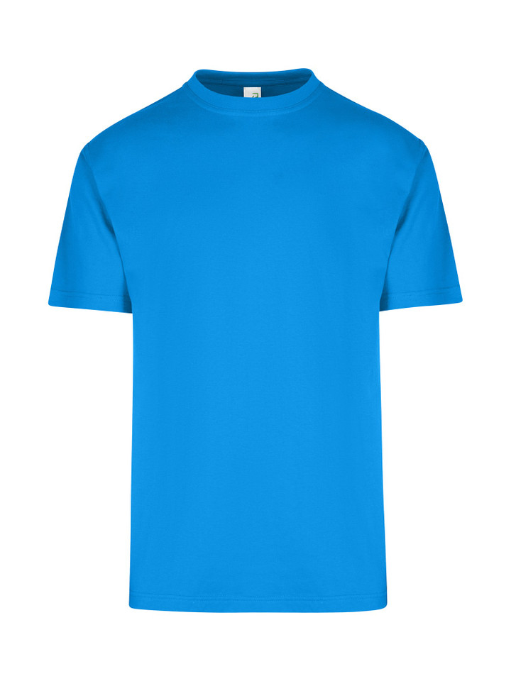 Azure Plain Alex unisex T-shirt with a regular fit, made from 100% pre-shrunk cotton jersey, a versatile blank tee for bulk purchase and promotional printing.