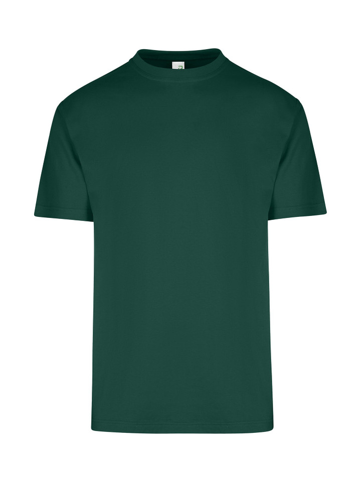 Bottle Green Plain Alex unisex T-shirt with a regular fit, made from 100% pre-shrunk cotton jersey, a versatile blank tee for bulk purchase and promotional printing.