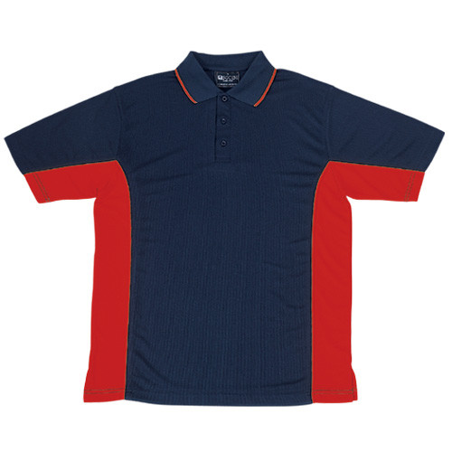 Navy+Red Royal Ladies Quick Dry Contrast Panel Polo Shirt, a breathable, moisture-wicking athletic top featuring stylish contrast side panels, ideal for team or corporate wear.