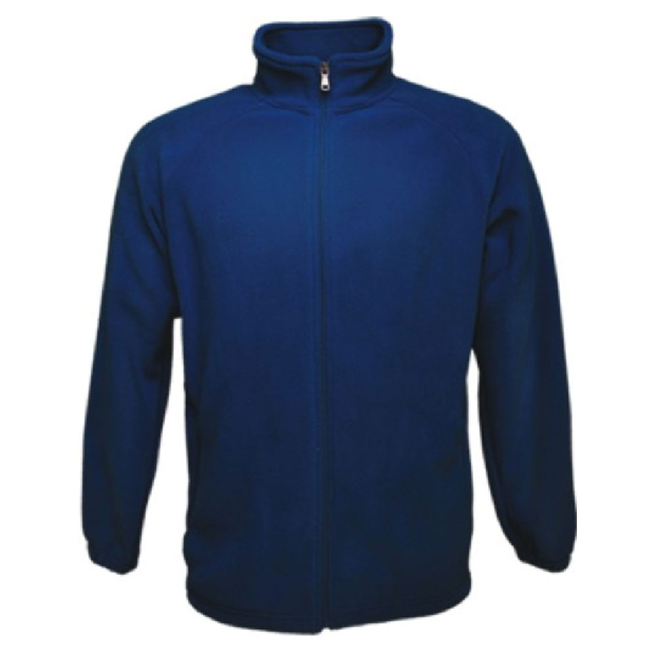 Navy polar fleece jacket with full zip front and high collar for youth decoration