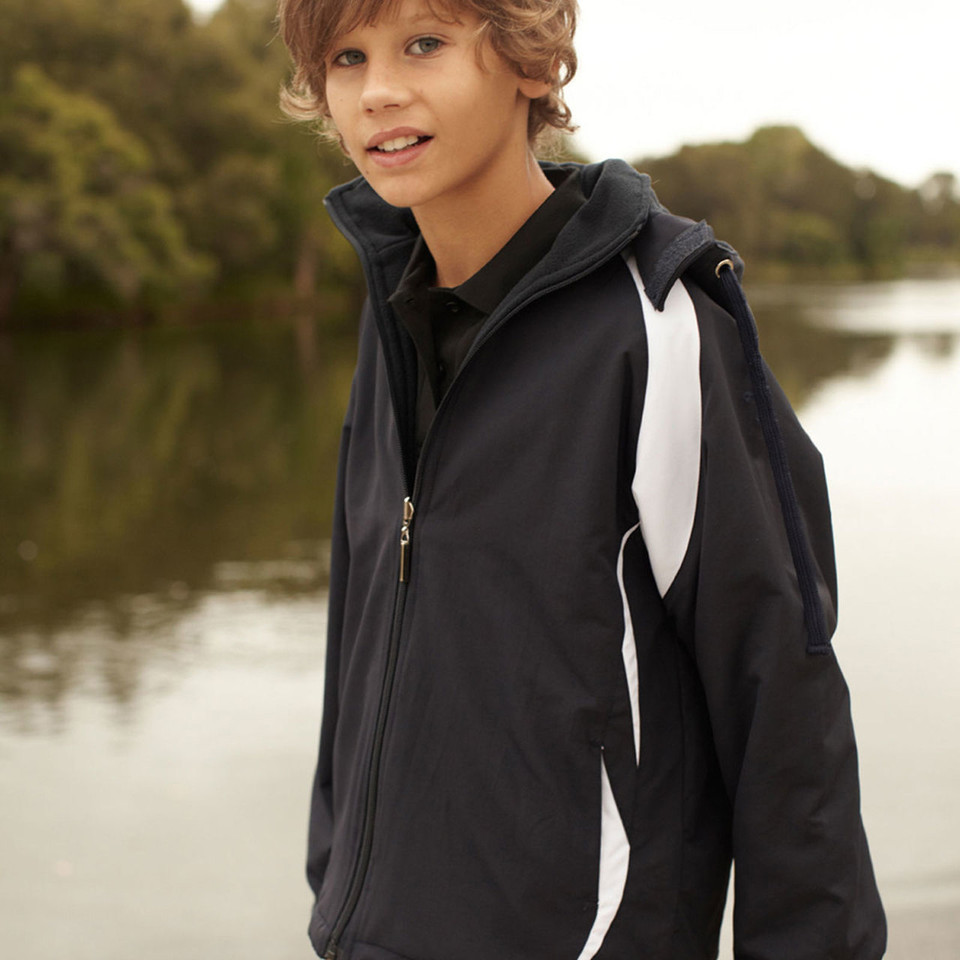 WINNER Kids Reversible Sports Jacket, featuring a warm fleece side and a plain shell side, ideal for school sports, uniforms, and outdoor wear.