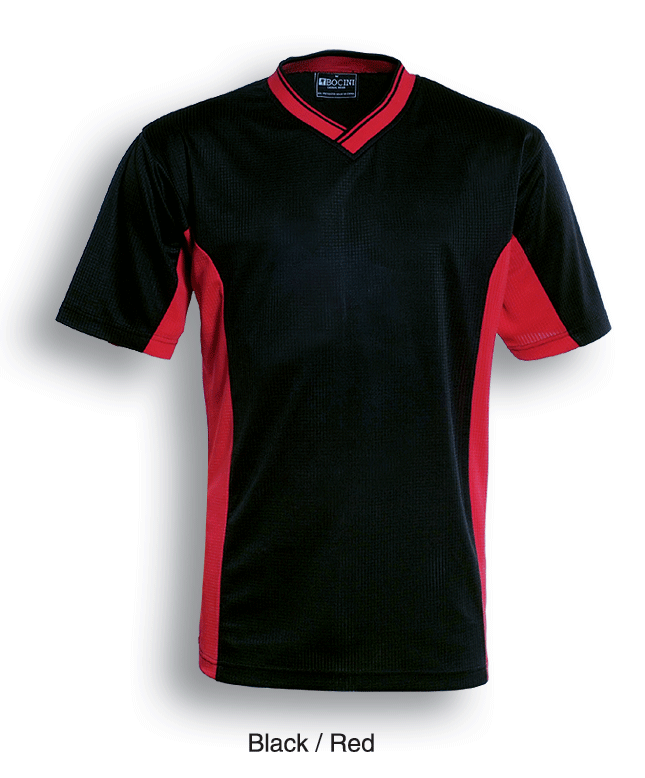 Black/Red MIDFIELD Kids Soccer T-Shirt Jersey, a breathable, quick-dry athletic top ideal for junior football team uniforms, training, or school sports.