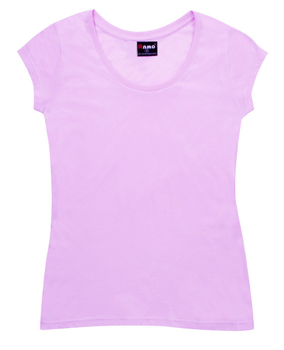 Lilac women's scoop neck t-shirt with cap sleeves and fitted silhouette