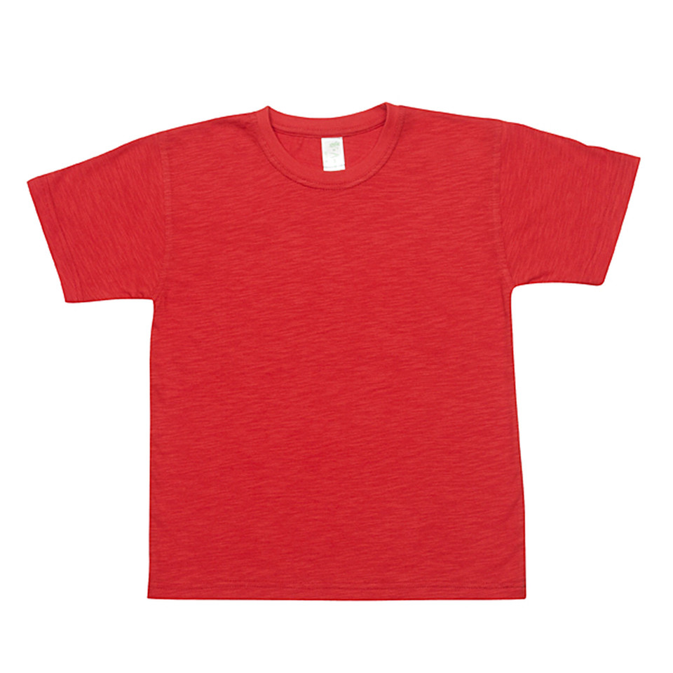 Red heathered bamboo crew neck t-shirt with short sleeves and smooth print-ready front panel